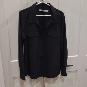 Womens Calvin Klein Classic Black Long Sleeve Shirt With Stretch